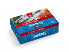 Sardinky v rajčatové omáčce 125g/90g Dle Gusta 