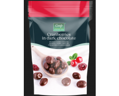 Brusnice v hořké čokoládě 150g COOP Premium