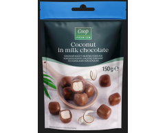 Kokosové kostky v mléčné čokoládě 150g COOP Premium