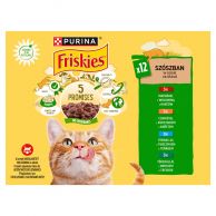 Friskies hov./kuř./tuňák/treska ve šťávě 12x85g kapsičky 