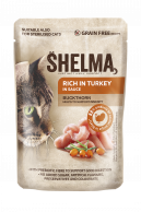 Shelma kapsička kočka krůta/rakytník 85g