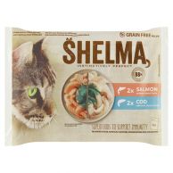 Shelma kapsička kočka losos/treska 4x85g