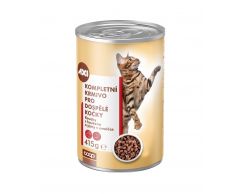AXI Kompl. krmivo kousky s hovězím a játry v om. kočka 415g 